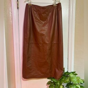Brown Genuine Leather Skirt